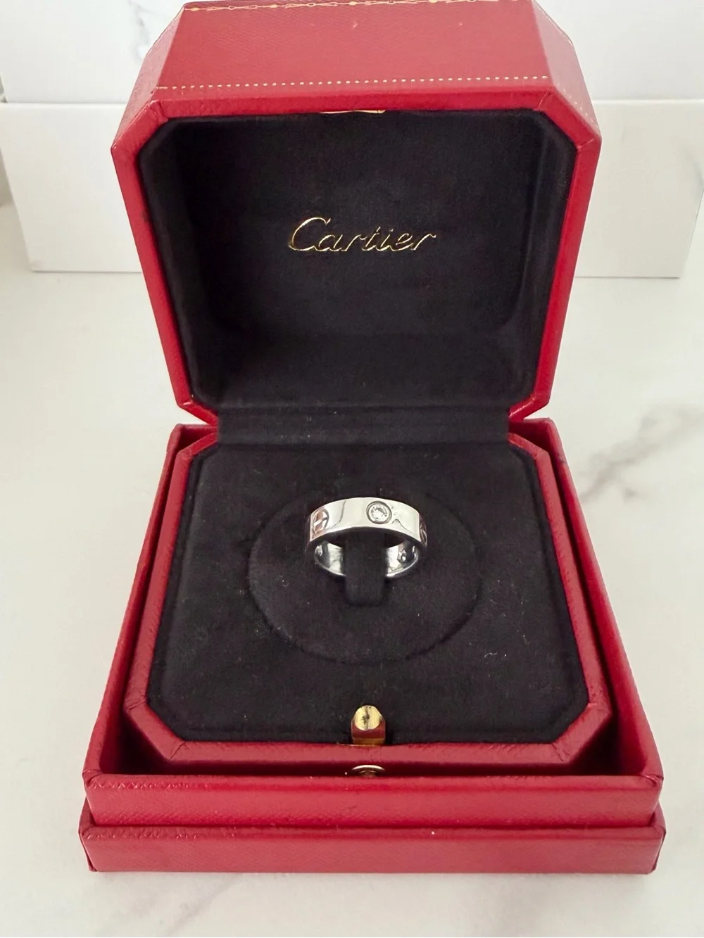 Cartier Classic Love Ring 3 Diamonds 750 WG Cartier Size : 51 ( US 5.75) - Picture 9 of 16